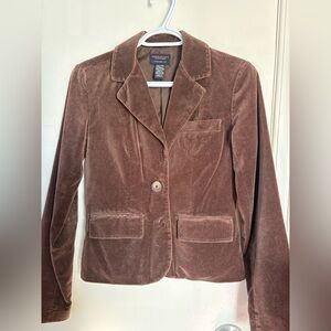 American Eagle Brown Velvet Blazer 100% Cotton